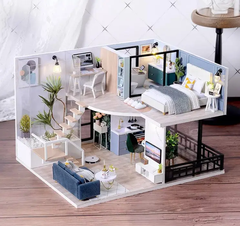 Румбокс 3D дерев'яний двоповерховий будиночок з меблями House Loft DIY