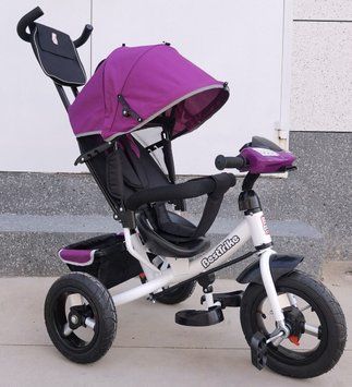 Велосипед детский с родительской ручкой Best Trike, надувные колеса, музыкальная фара с USB, пульт