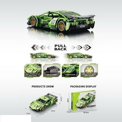 Конструктор машинка Ламборгіні 385 деталей 1:20 Technic інерційна 9144 зелений