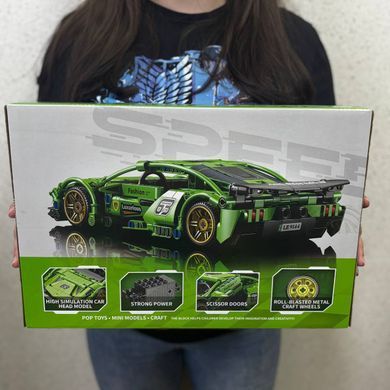 Конструктор машинка Ламборгіні 385 деталей 1:20 Technic інерційна 9144 зелений
