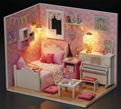 Румбокс 3D конструктор дерев'яна кімната з меблями DIY Cute Room Pink