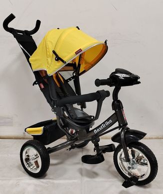 Велосипед дитячий триколісний жовтий з батьківською ручкою Best Trike музичний