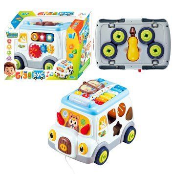 Музичний бізібус "WToys" 45585, 2 види, українськомовний, каталка, пісні, ноти, мелодії, сортер