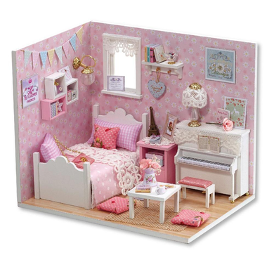 Румбокс 3D конструктор дерев'яна кімната з меблями DIY Cute Room Pink