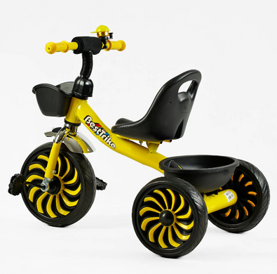 Триколісний велосипед дитячий жовтий Best Trike, колеса піна EVA, дзвінок