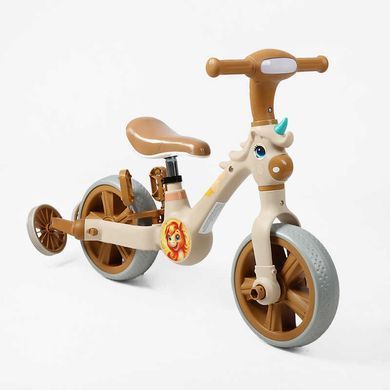 Дитячий велосипед біговел 2 в 1 Best Trike JM-0102-8 колеса 10" знімні педалі та додаткові колеса коричневий