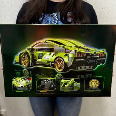 Конструктор машинка Ламборджіні 451 деталей 1:18 Technic інерційна 3301 зелений