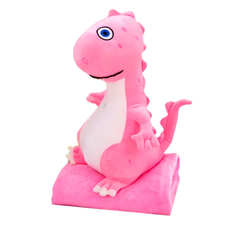 М'яка іграшка дракон 3 в 1 подушка з пледом рожевим (висота 50 см)