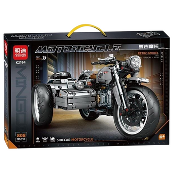 Конструктор мотоцикл с коляской 808 деталей Technic Mingdi K 2194 чёрный