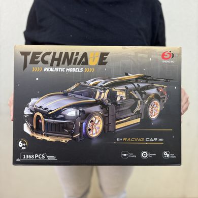 Конструктор автомобиль Бугатти спорткар 1368 деталей Technic чёрный