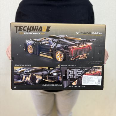 Конструктор автомобиль Бугатти спорткар 1368 деталей Technic чёрный