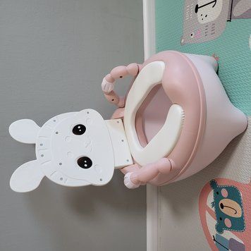 Дитячий горщик-стільчик з кришкою і спинкою Зайчик Bimbo 2140-62 (м'яке сидіння, щіточка) рожевий