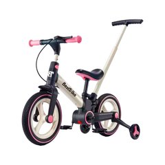 Велосипед трансформер детский 3 в 1 Best Trike Розовый, ручной тормоз, родительская ручка, доп колеса